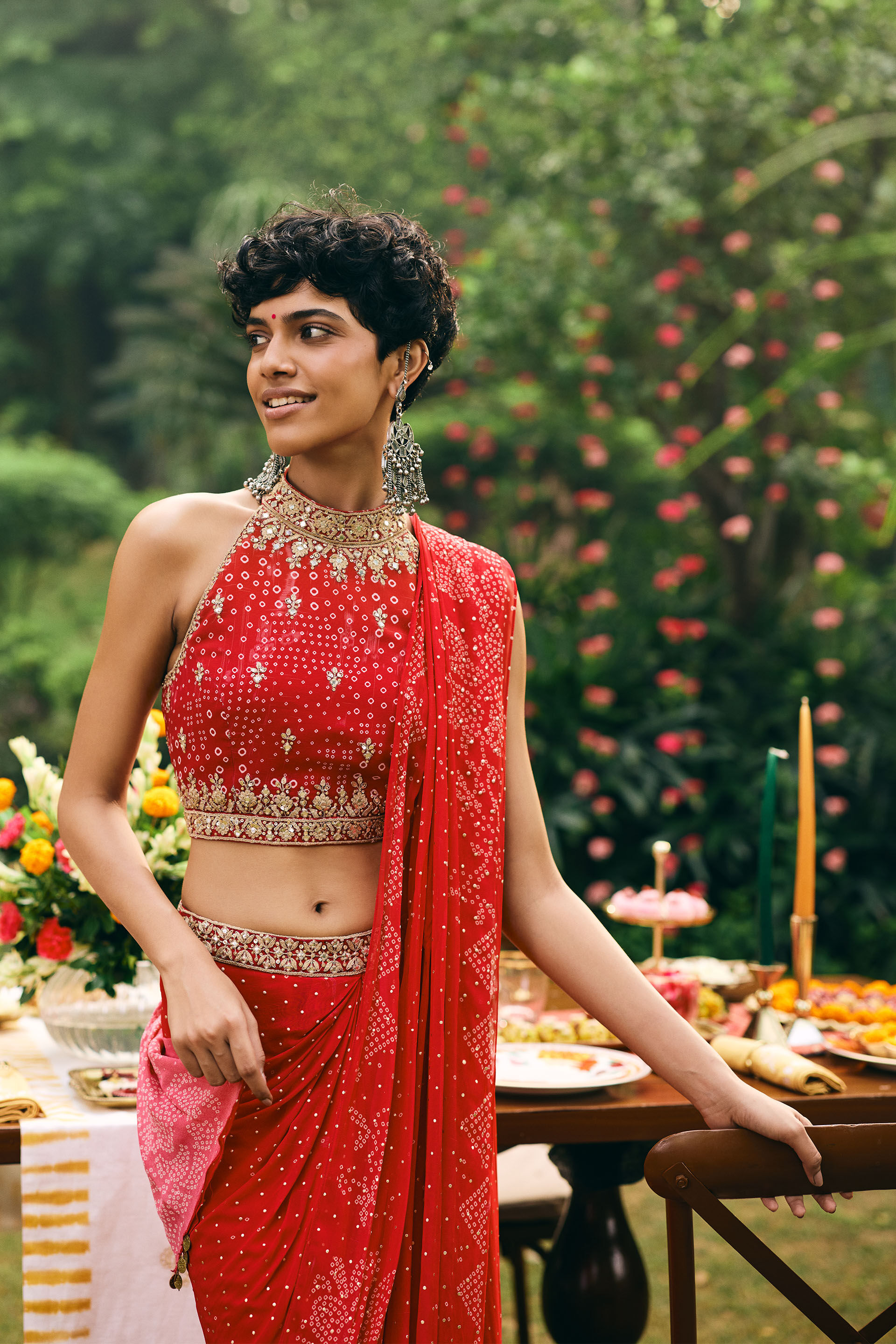 Gulaabi Adaa Pre-Draped Saree, Pink, image 3